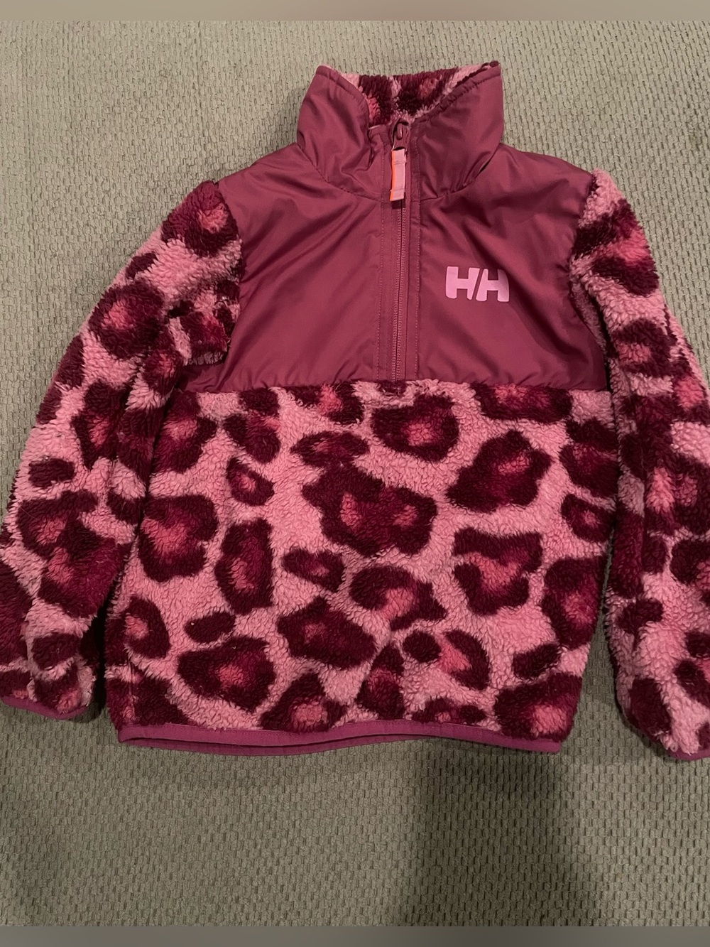 Helly Hansen Girls' Pink Leopard Sherpa Half-Zip Pullover